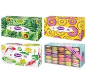 Салфетка Бум в коробочках, Plushe 100л, 2 сл V-сложение 35 в кор (Карпы, Донаты, Авокадо, Макаронс