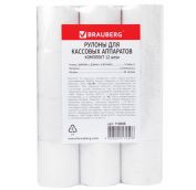 Ролики для касс ТЕРМОБУМАГА 57 мм (диам. 51мм, длина 40м, втлк 12мм) КОМПЛЕКТ 12ш, BRAUBERG *132ш ар