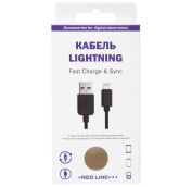 Кабель USB 2.0-Apple Lightning, 1 м, RED LINE, для подключения IPhone (IPad), черный