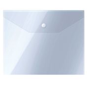Папка-конверт на кнопке СТАММ А5 (190*240мм), 150мкм, пластик, прозрачная, бесцветная