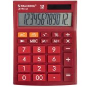 Калькулятор настольный BRAUBERG ULTRA-12-WR (192x143 мм), 12 разрядов, БОРДОВЫЙ, 25