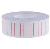 Этикет-лента 21х12 мм, прямоугольная, белая с красной полосой, комплект 5 рулонов по 600 шт., BRAUBE