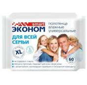 Влажные Полотенца (60шт) СМАРТ ЭКОНОМ Очищающие универс.Для всей семьи (16уп). АРТ.80228