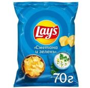 70гр.Чипсы ЛЕЙС  Сметана и зелень 1/25