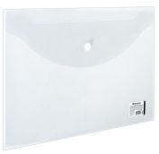 Папка-конверт с кнопкой BRAUBERG, А4, до 100 листов, прозрачная, 0,15 мм, 221638