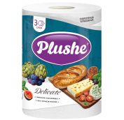 Полотенце Бумажное Plushe 25метров Delicate,1 рул, 3 слоя, белый, 1/2 листа,18 в уп