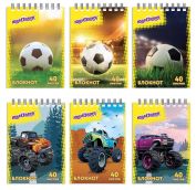 Блокнот МАЛЫЙ ФОРМАТ А7 75х105мм, 40л, гребень, картон, клетка, ЮНЛАНДИЯ,Монстр-трак/Футбол,129859