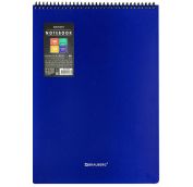 Блокнот БОЛЬШОГО ФОРМАТА А4 80л, обложка пластик, клетка, BRAUBERG Metropolis, синий