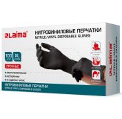 Перчатки нитро/винил. LAIMA размер XL 50 пар (100 шт.), ЧЕРНЫЕ