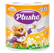 Полотенце Бумажное Plushe Classic, 2 рул* 13,2метров, 2 слоя, белый, оранжевое тиснение, 12 в упак