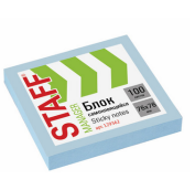 Блок самоклеящийся (стикеры) STAFF, 76х76 мм, 100 листов, голубой, 129362