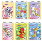 Блокнот МАЛЫЙ ФОРМАТ А7 75х105мм, 40л, гребень, картон, клетка, ЮНЛАНДИЯ, Мультяшки, 129860