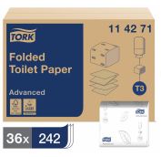 TORK Бумага туалетная (Система Т3), комплект 36 шт., Advanced, листовая, 2-сл, 242л, 11х19см, 114271